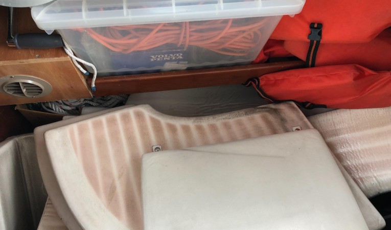 42 Beneteau America Large lazaretto cockpit cushions in side