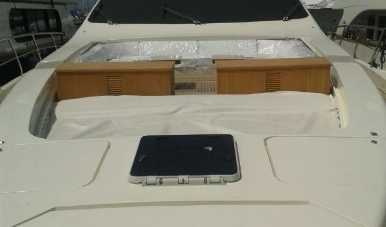 100 Azimut Front view of the yacht extremely spacious cockpit, settee