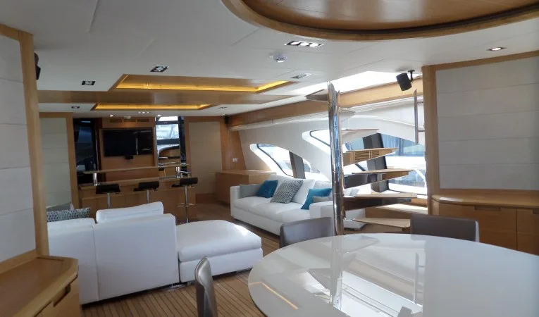 100 Azimut Settee on Port Side. Large Windows