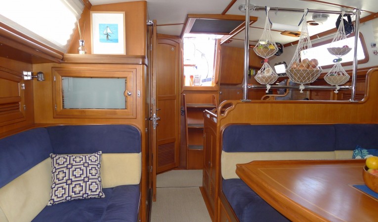 46 Outbound Salon settee into Galley