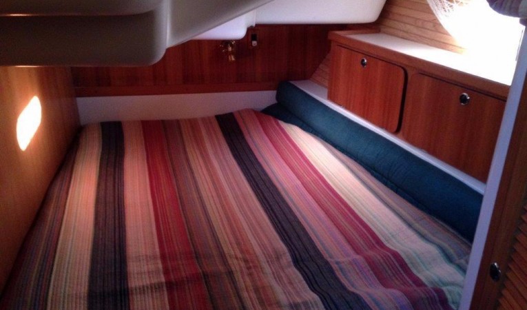 40 Catalina Port aft cabin with storage cabinets