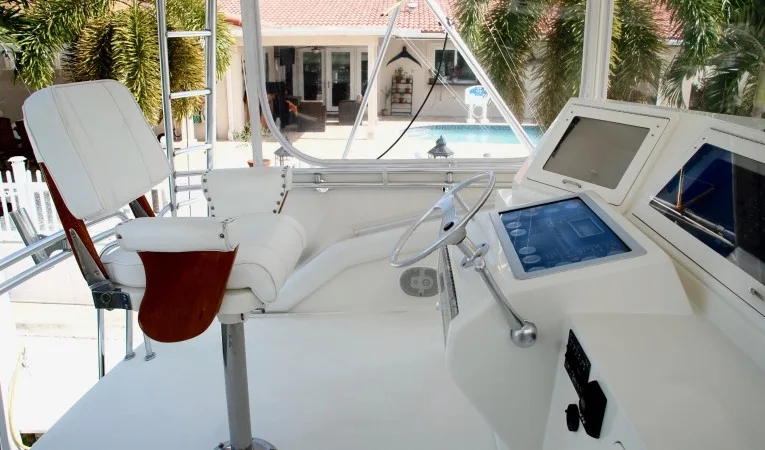 60 Bertram Flybridge Helm Side View