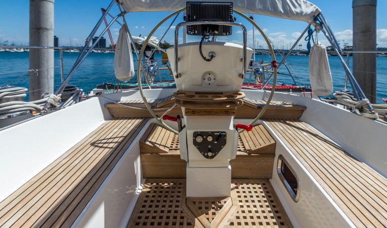 60 Farr Looking aft, Bimini Stored