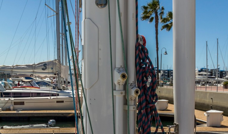 60 Farr Halyard Adjusters at Mast, Spin Pole on Mast