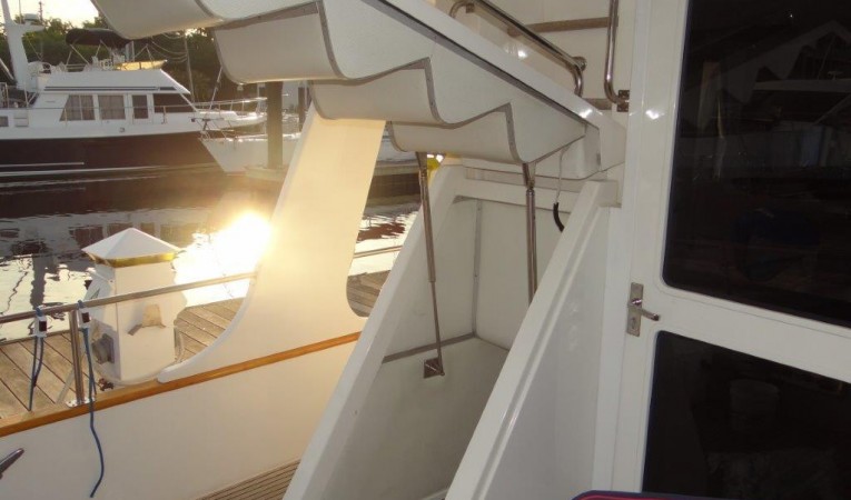 47 Grand Banks Engine Room Access - under stairs