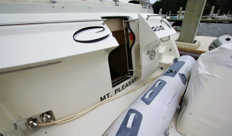 59 Marquis transom door to crew/engine room