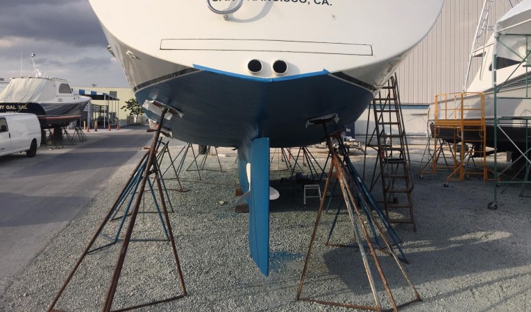 63 Cruising Ketch New Bottom March 2015 - Stern Swim Platform fully retracted