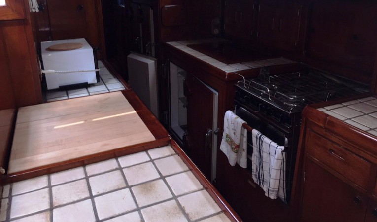 63 Cruising Ketch Galley is Large and well equiped