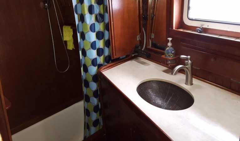 63 Cruising Ketch Master Head pounded nickle sink