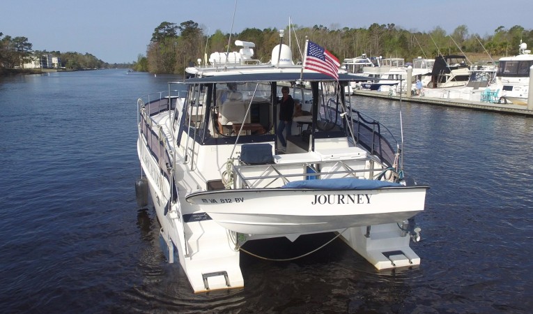 44 Endeavour transom with davits, and hard tender