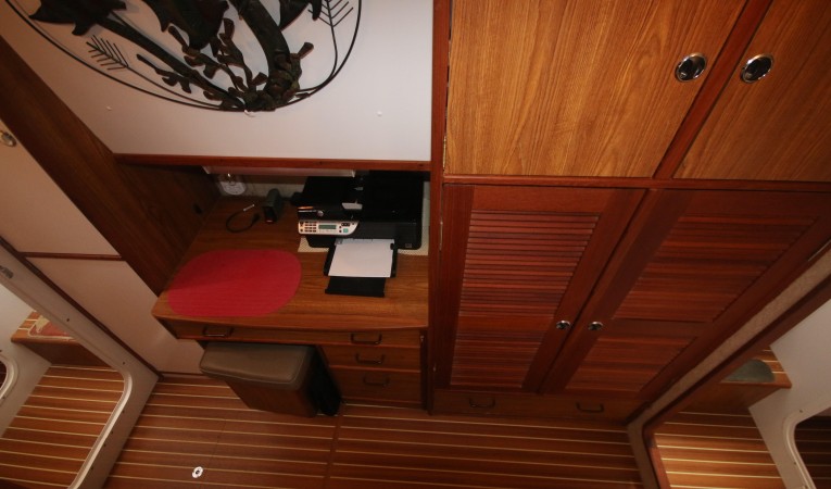 44 Endeavour office desk, shelves, and cabinets on starboard