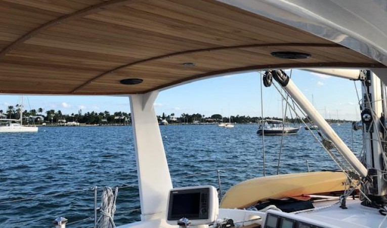 48 Tayana Custom hard Bimini with lights