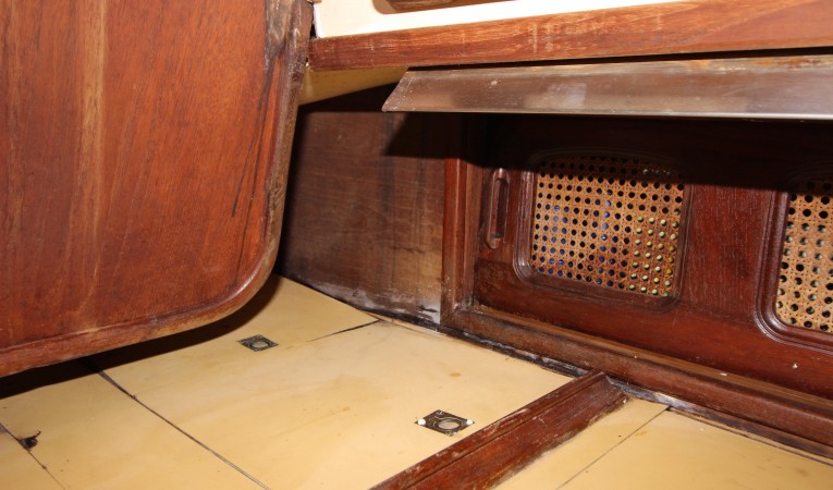 36 Islander Yachts Sign of moisture damage near galley icebox