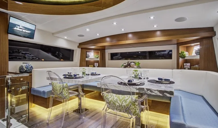 75 Hatteras Galley dining for (6-8)