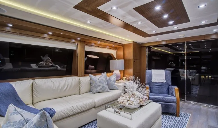 75 Hatteras Salon looking aft