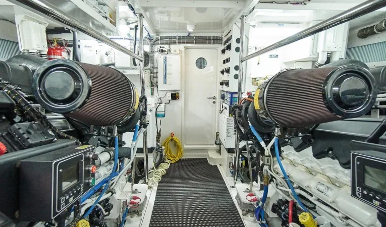 75 Hatteras Engine Room