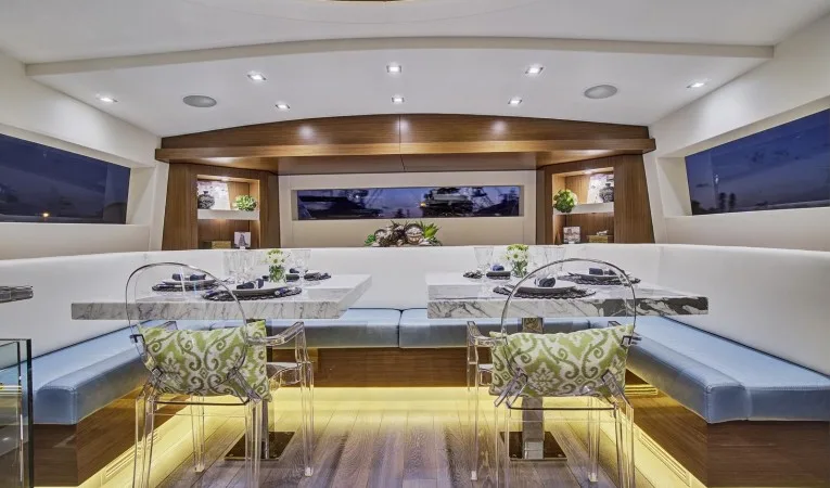 75 Hatteras Galley dining for (6-8)