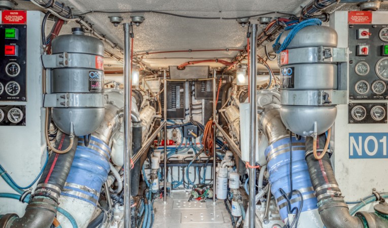 58 Hatteras Engine room
