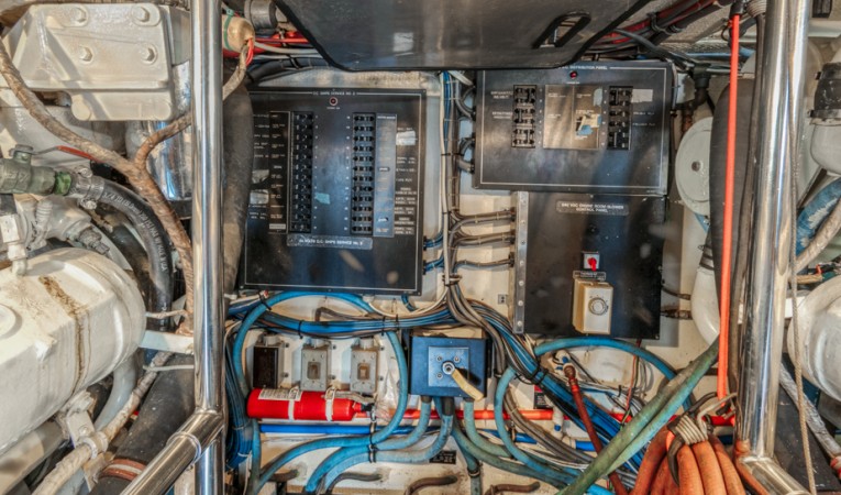58 Hatteras Engine room
