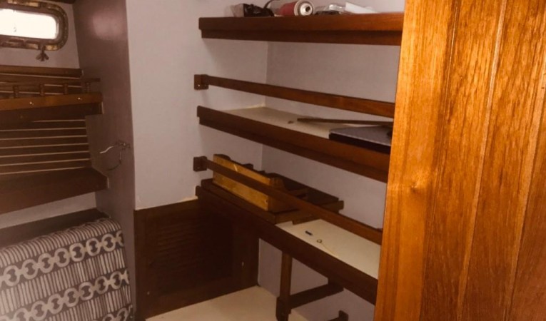 42 Kadey-Krogen Guest stateroom/with pull down birth settee birth and dest and shelving