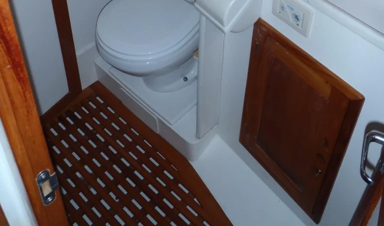 40 Cabo Rico Head aft with electric toilet
