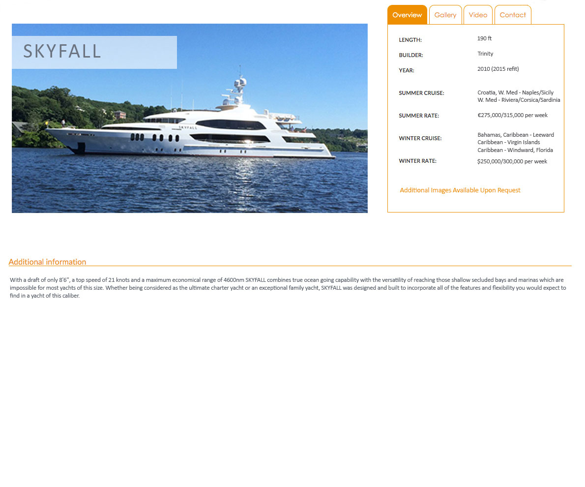 skyfall yacht charter