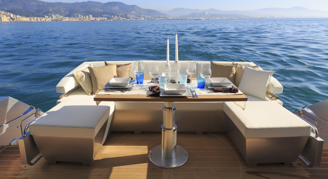 Yacht Aft Deck Table Setting charters