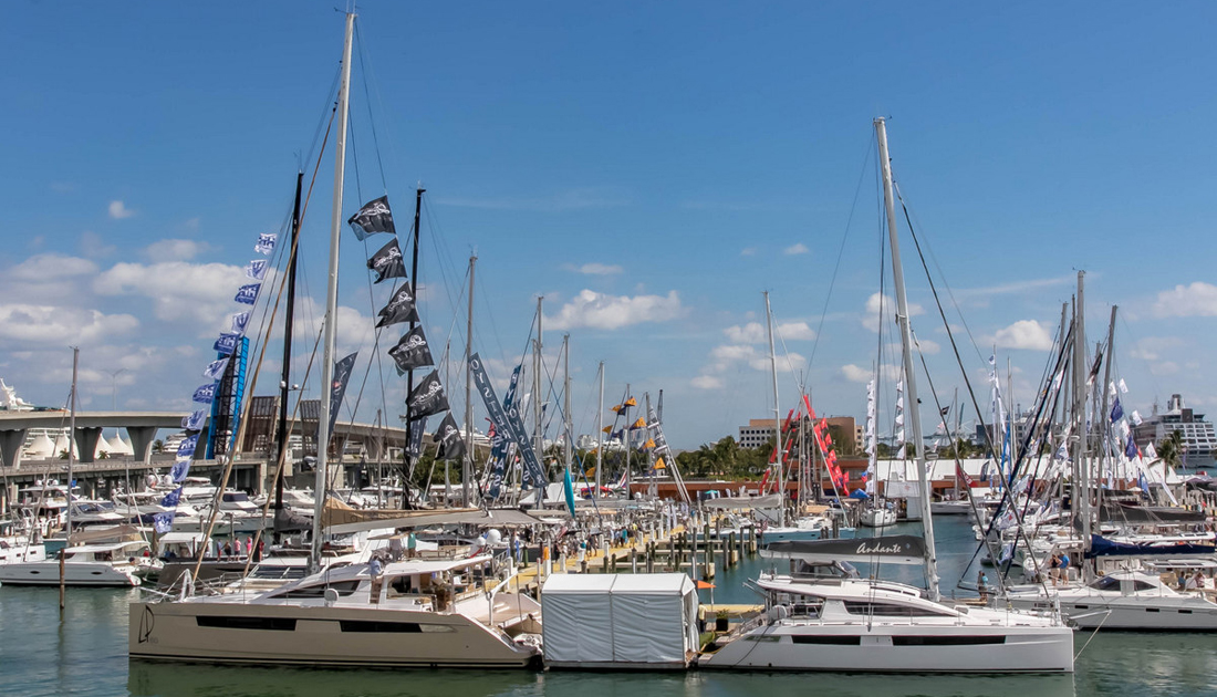 Luxury sailing catamaran Miami boat show