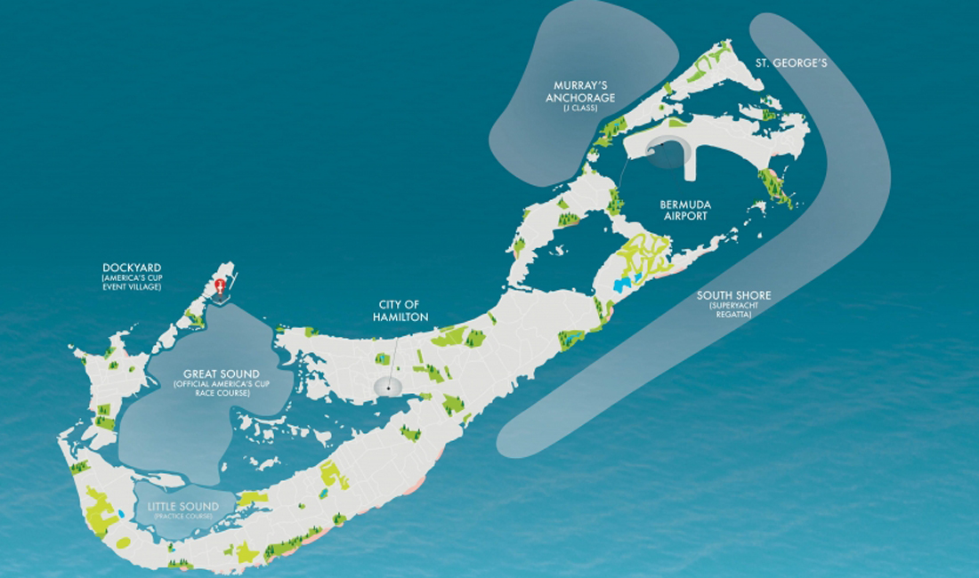 America's Cup Bermuda superyacht regatta map
