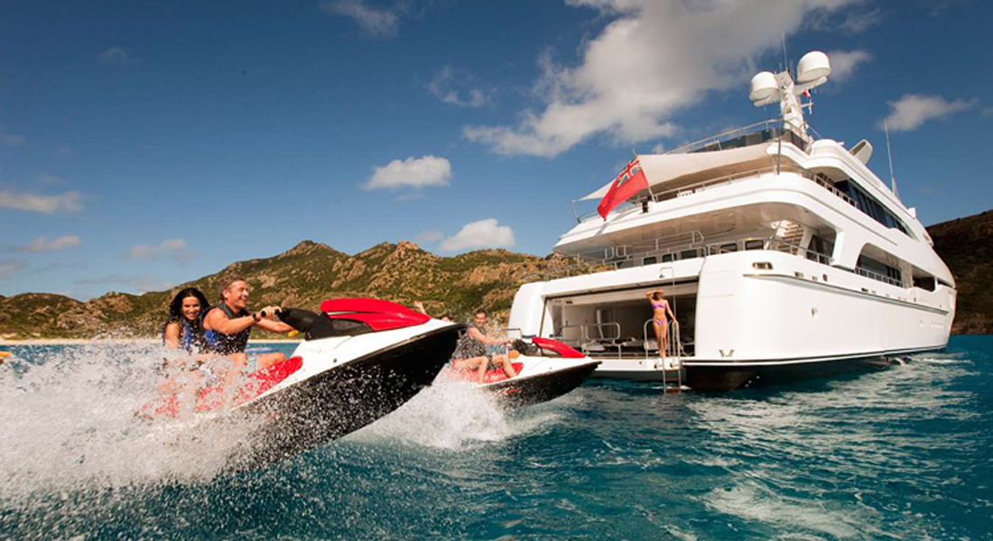 Yacht charter vacation superyacht jetski fun