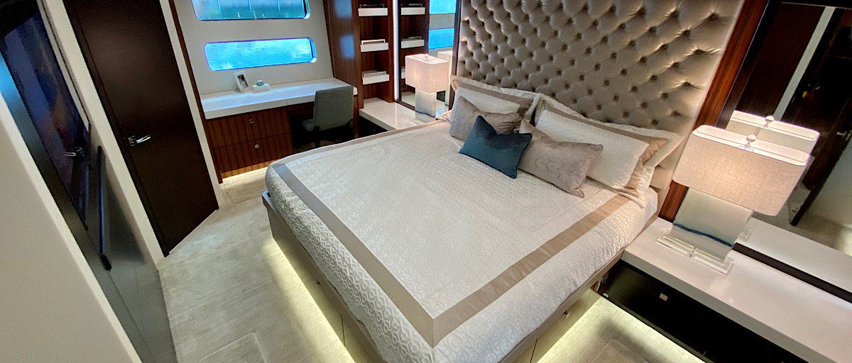 75' Hatteras SKYFALL Master Bedroom